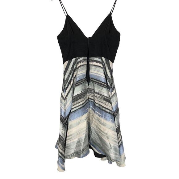 Badgley Mischka Neutral Stripe Dress Sleeveless Fit & Flare Knee Length Blue L - Picture 5 of 15